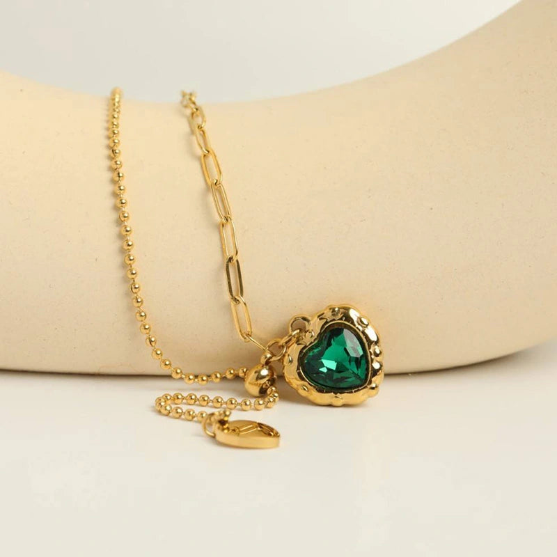 COLLIER COEUR ÉMERAUDE - MARYANA BIJOUX