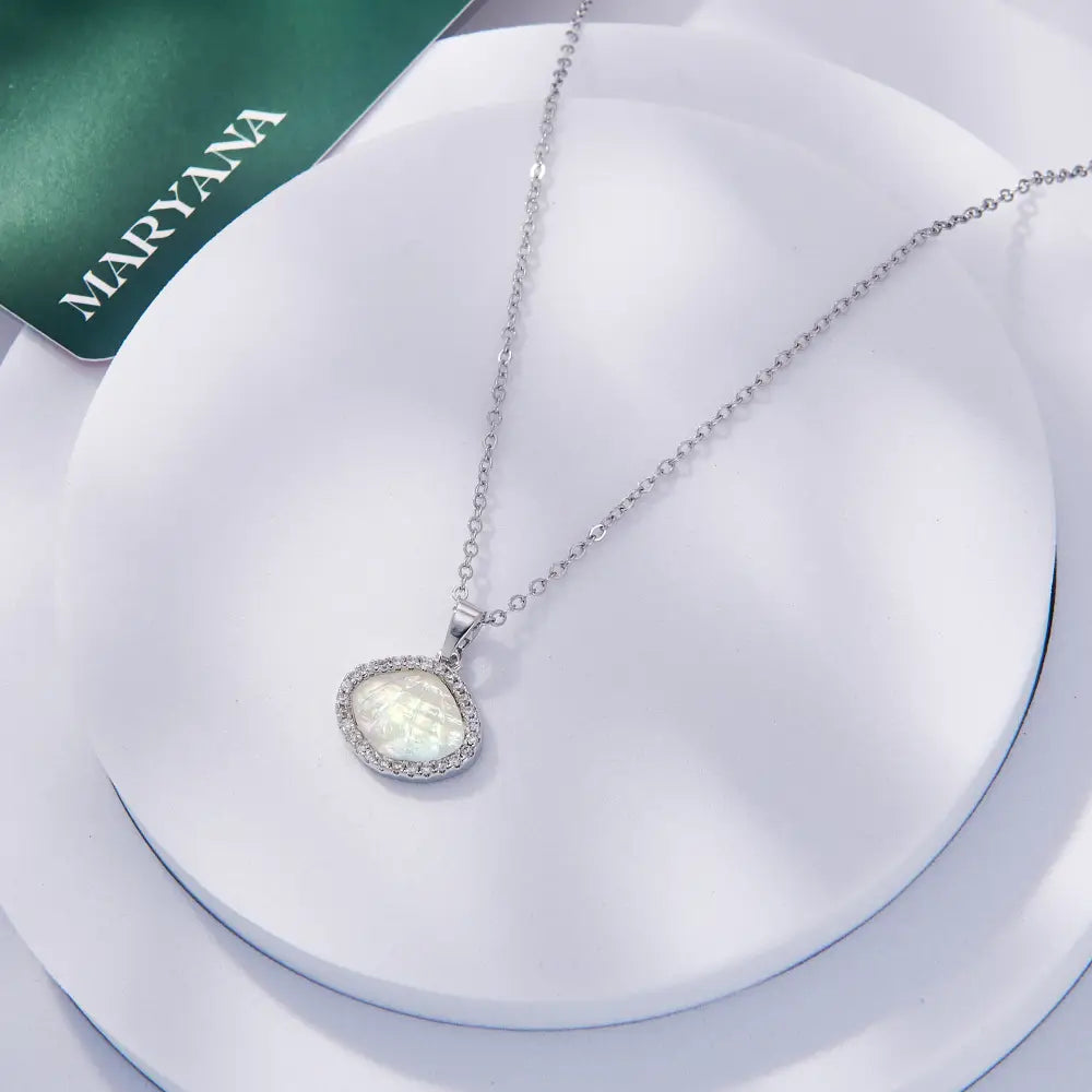 COLLIER OPALE SYNTHÉTIQUE BLANCHE - MARYANA BIJOUX