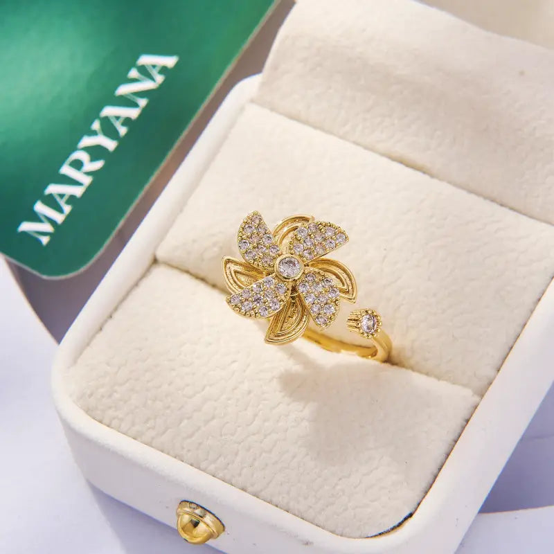 BAGUE OUVERT ROTATIVE DE FLEUR - MARYANA BIJOUX