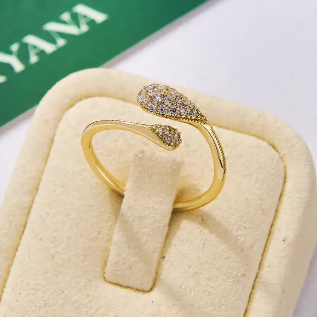 BAGUE OUVERTE À BORD PAVÉ AJUSTABLE