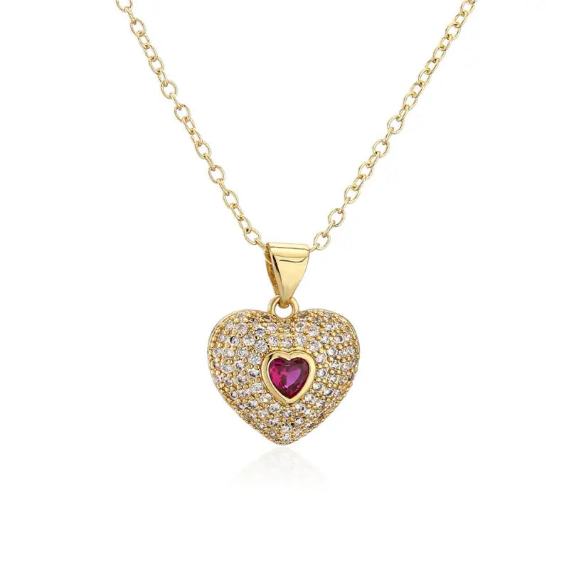 COLLIER PENDENTIF ROUGE EN FORME DE COEUR