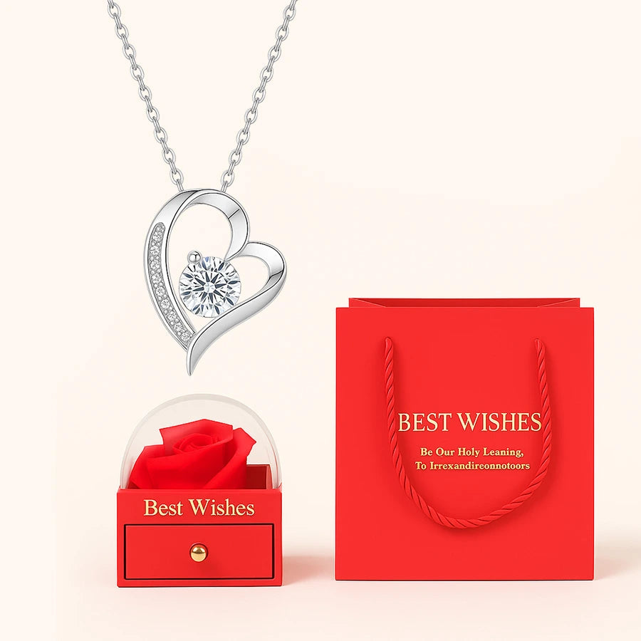 BOÎTE AMOUR ÉTERNEL AVEC COLLIER CŒUR PRÉCIEUX