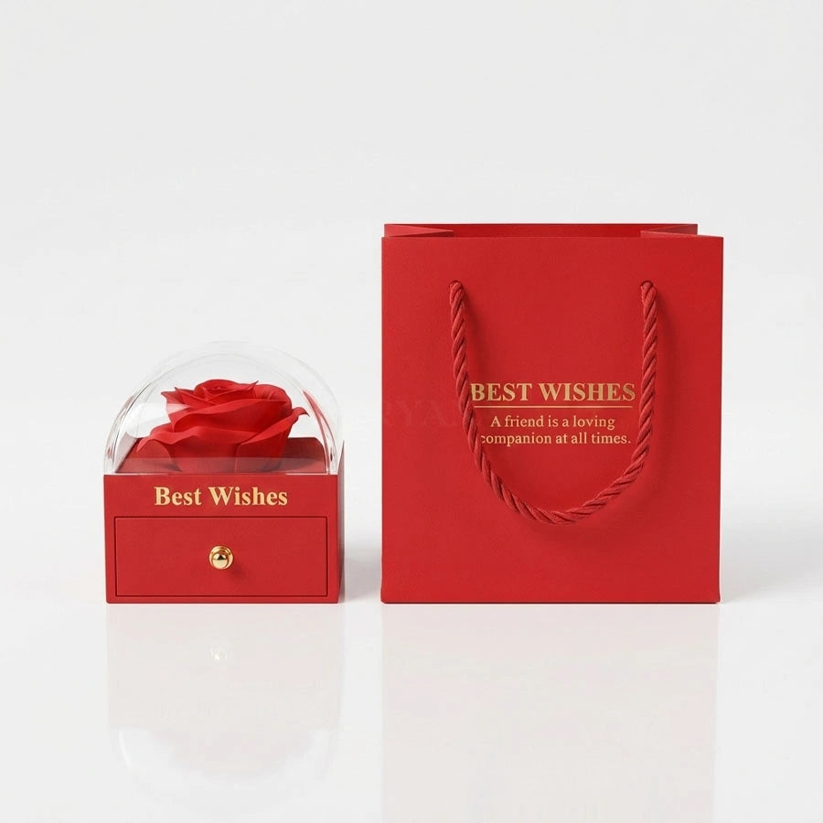 BOITE AMOUR ÉTERNEL ROUGE AVEC COLLIER HOUB ÉTERNEL