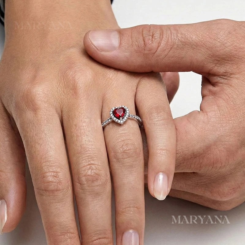 BOITE AMOUR ÉTERNEL NOIRE AVEC BAGUE CŒUR PRÉCIEUX ROGE