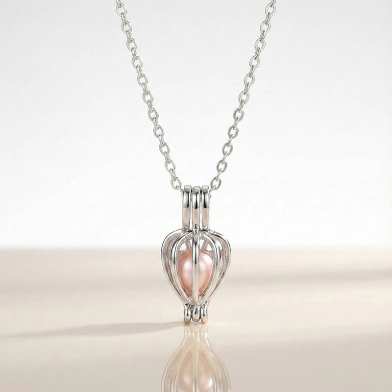 COLLIER CŒUR AVEC PERLE EN BOÎTE CADEAU