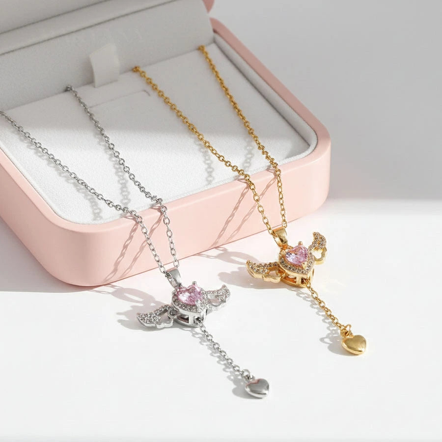 BOITE AMOUR ÉTERNEL ROSE AVE CCOLLIER ANGE D'AMOUR