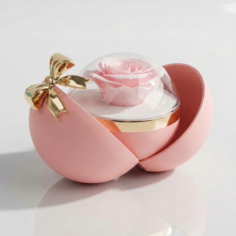BOÎTE LA SPHÈRE MAGIQUE ROSE AVEC COLLIER SOLEIL ET LUNE
