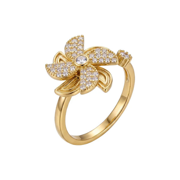 BAGUE OUVERT ROTATIVE DE FLEUR