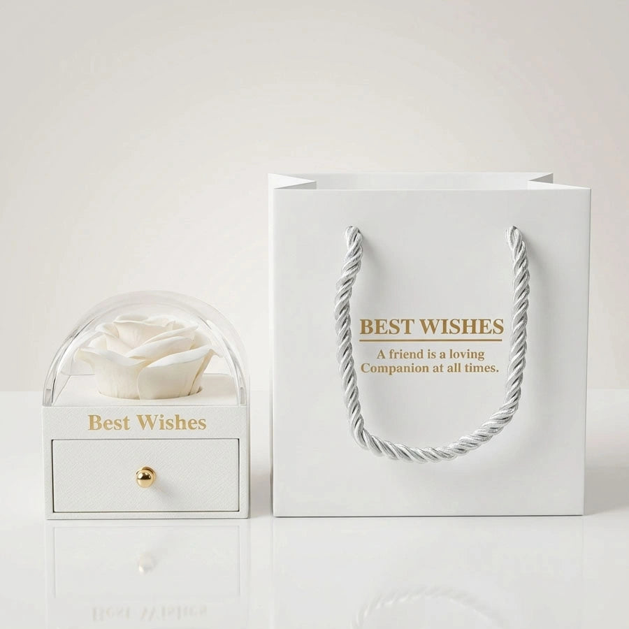 BOÎTE AMOUR ÉTERNEL BLANC AVEC COLLIER CŒUR ET ÉPÉE (2 PIÈCES)