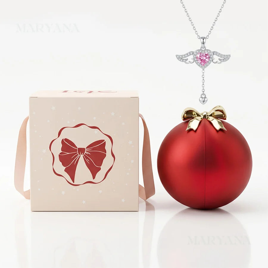 BOÎTE SPHÈRE MAGIQUE ROUGE AVEC COLLIER ANGE D’AMOUR