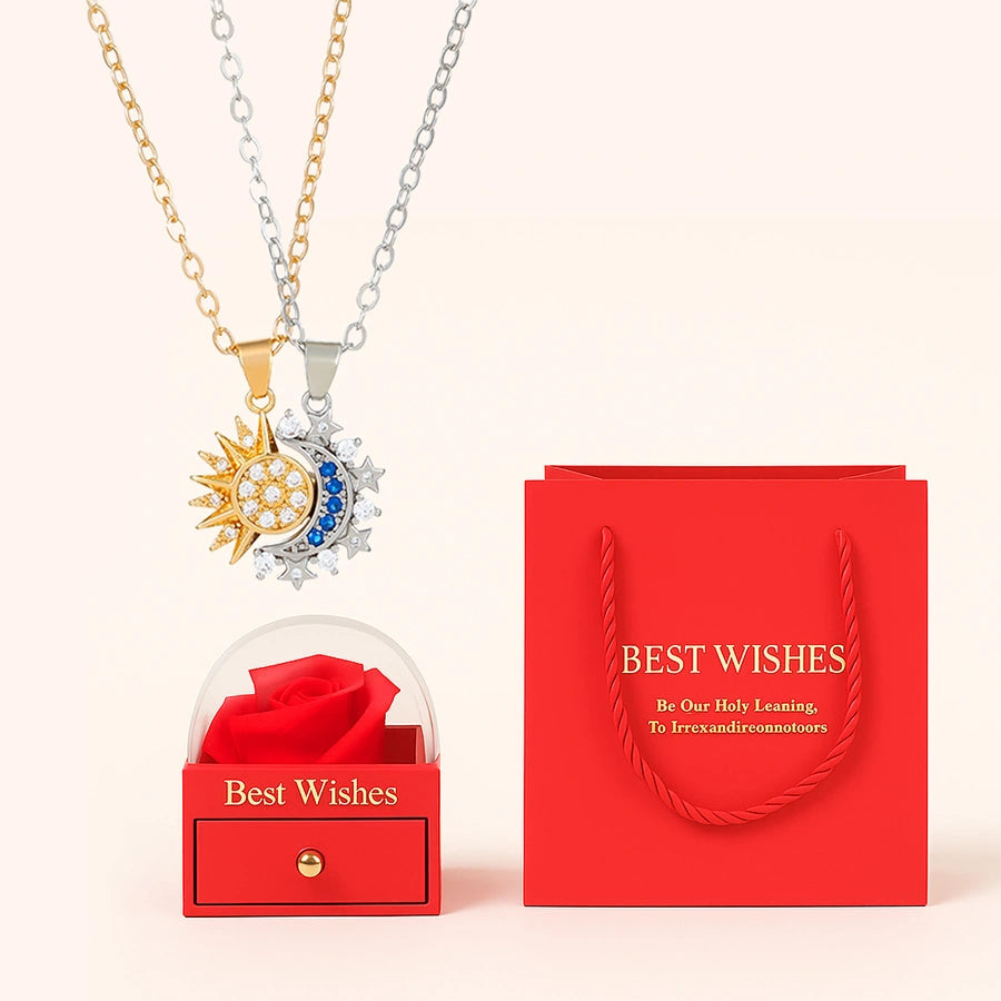 BOÎTE AMOUR ÉTERNEL – COLLIER SOLEIL ET LUNE (2 PIÈCES)