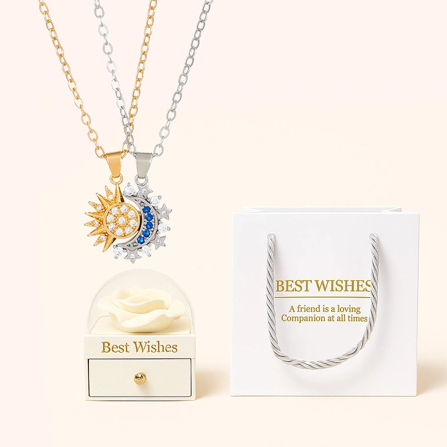 BOÎTE AMOUR ÉTERNEL – COLLIER SOLEIL ET LUNE (2 PIÈCES)