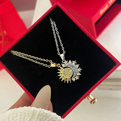 COLLIER SOLEIL ET LUNE 2 PIÈCES