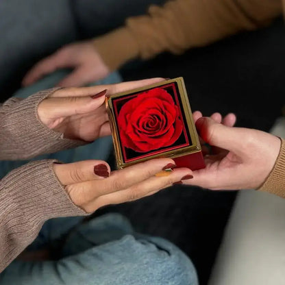 BOÎTE ÉLÉGANTE AVEC COLLIER DOUBLE CŒUR & ROSE