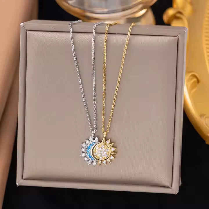 COLLIER SOLEIL ET LUNE 2 PIÈCES