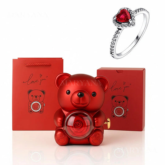 BOÎTE DOUDOU ROSE AVEC BAGUE CŒUR PRÉCIEUX