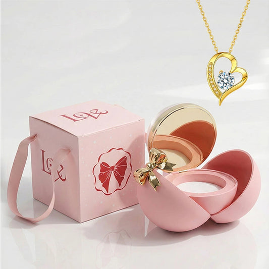 BOÎTE LA SPHÈRE MAGIQUE ROSE AVEC COLLIER CŒUR PRÉCIEUX