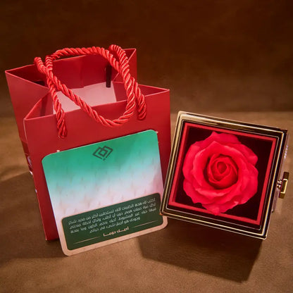 BOÎTE ÉLÉGANTE AVEC COLLIER DOUBLE CŒUR & ROSE