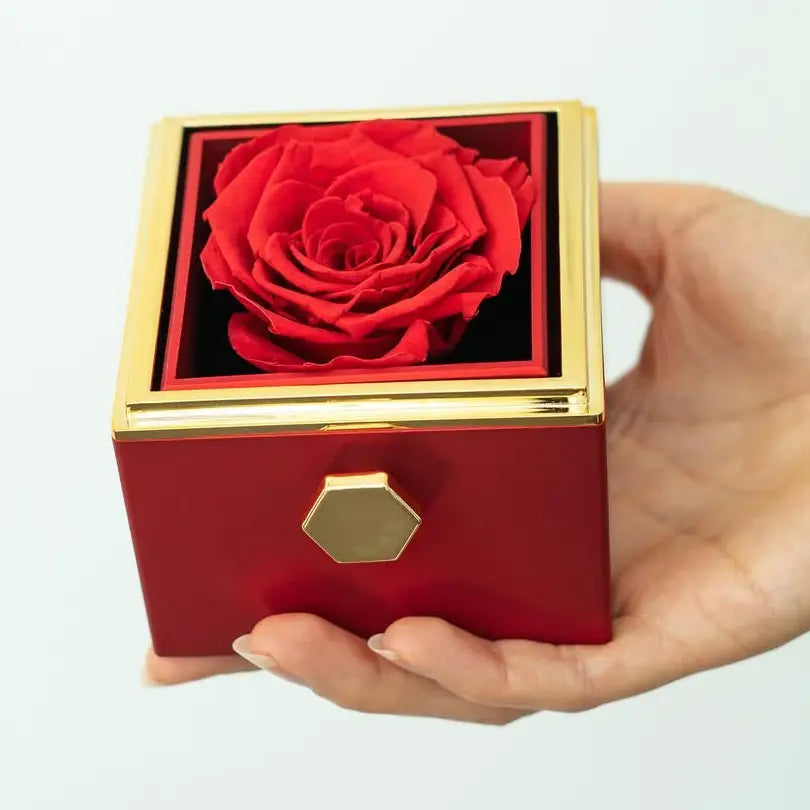 BOÎTE ÉLÉGANTE AVEC COLLIER DOUBLE CŒUR & ROSE