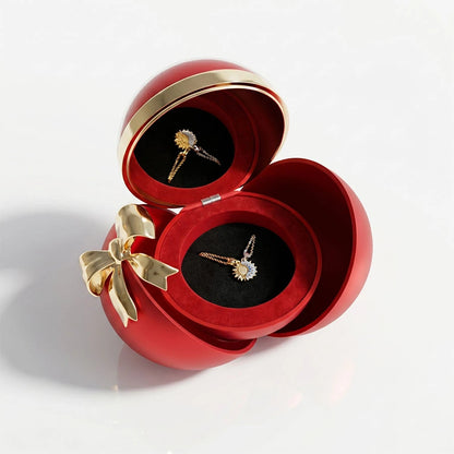 BOITE SPHÈRE MAGIQUE ROUGE AVEC COLLIER SOLEIL ET LUNE