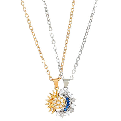 COLLIER SOLEIL ET LUNE 2 PIÈCES