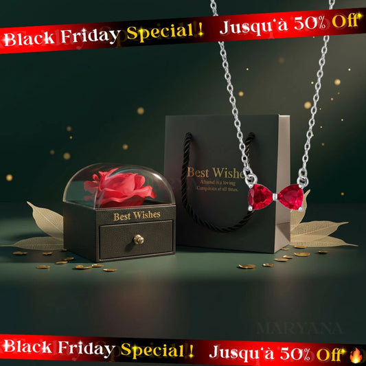 BOITE AMOUR ETERNEL NOIRE - COLLIER RUBY BOW