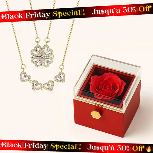 BOÎTE COLLAR CŒUR MAGNÉTIQUE AVEC FLEUR PRÉSERVÉE