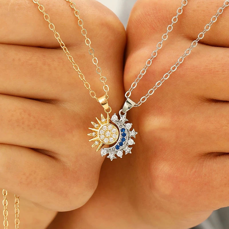 COLLIER SOLEIL ET LUNE 2 PIÈCES