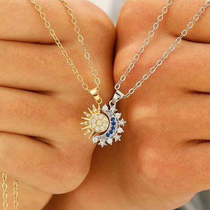 COLLIER SOLEIL ET LUNE 2 PIÈCES