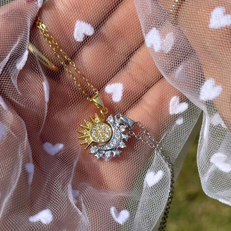 COLLIER SOLEIL ET LUNE 2 PIÈCES