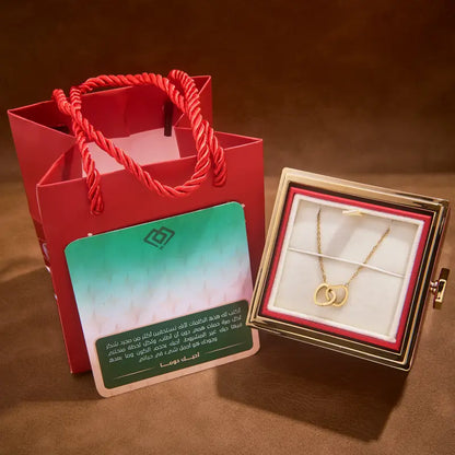BOÎTE ÉLÉGANTE AVEC COLLIER DOUBLE CŒUR & ROSE