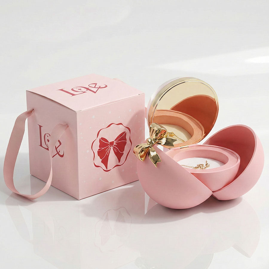 BOÎTE LA SPHÈRE MAGIQUE ROSE AVEC COLLIER CŒUR PRÉCIEUX