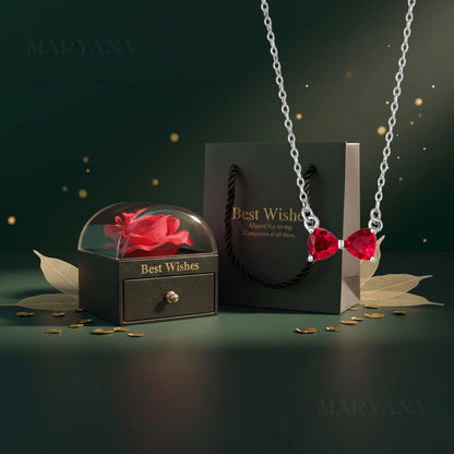 BOITE AMOUR ETERNEL NOIRE - COLLIER RUBY BOW