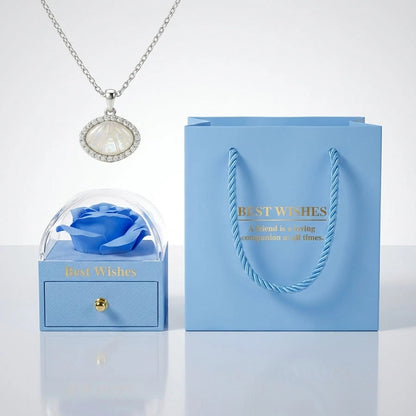 BOÎTE AMOUR ÉTERNEL BLEU AVEC COLLIER OCEAN SHELL