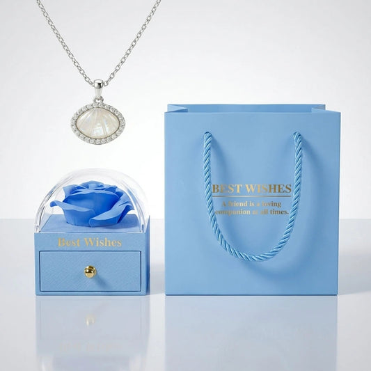 BOÎTE AMOUR ÉTERNEL BLEU AVEC COLLIER OCEAN SHELL