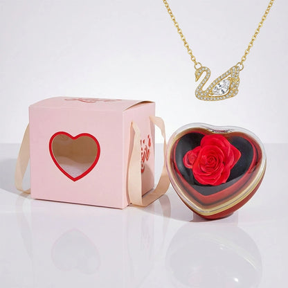BOITE AMOUR INTEMPOREL AVEC COLLIER CYGNE