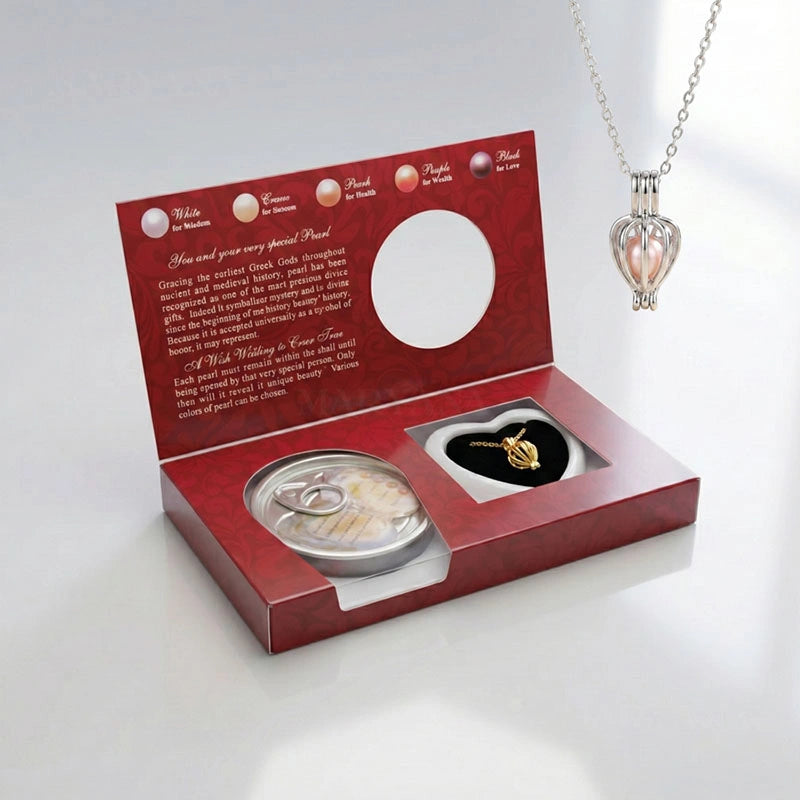 COLLIER CŒUR AVEC PERLE EN BOÎTE CADEAU
