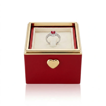 BOITE SURPRISE ROUGE  AVEC BAGUE CŒUR PRÉCIEUX ROUGE
