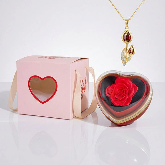 BOITE AMOUR INTEMPOREL AVEC COLLIER TULIPE ÉTERNELLE