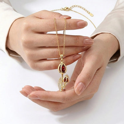 BOITE AMOUR INTEMPOREL AVEC COLLIER TULIPE ÉTERNELLE