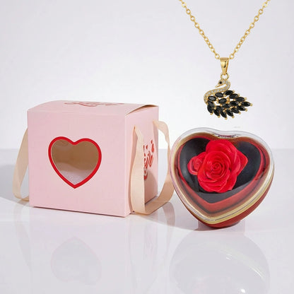 BOITE AMOUR INTEMPOREL AVEC COLLIER CYGNE IMPÉRIAL