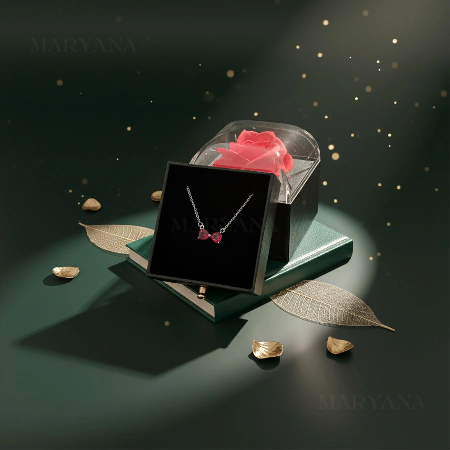 BOITE AMOUR ETERNEL NOIRE - COLLIER RUBY BOW
