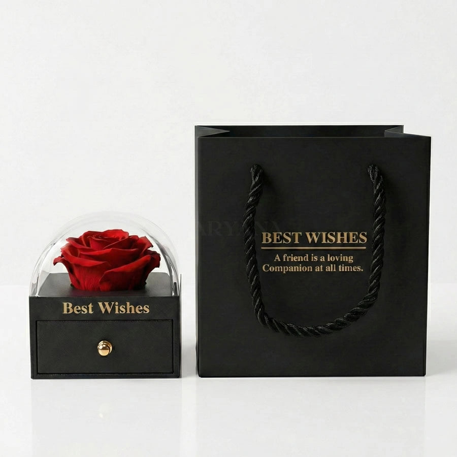 BOITE AMOUR ETERNEL NOIRE AVEC COLLIER RUBY BOW