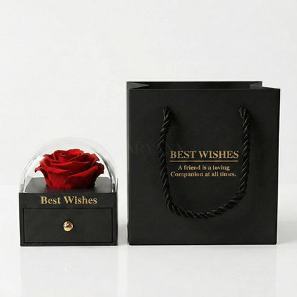 BOITE AMOUR ETERNEL NOIRE AVEC COLLIER RUBY BOW