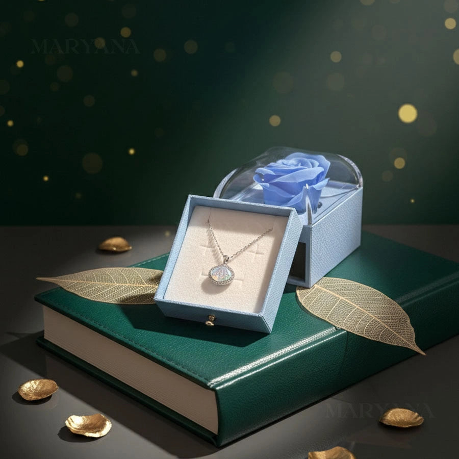 BOÎTE AMOUR ÉTERNEL BLEU - COLLIER OCEAN SHELL