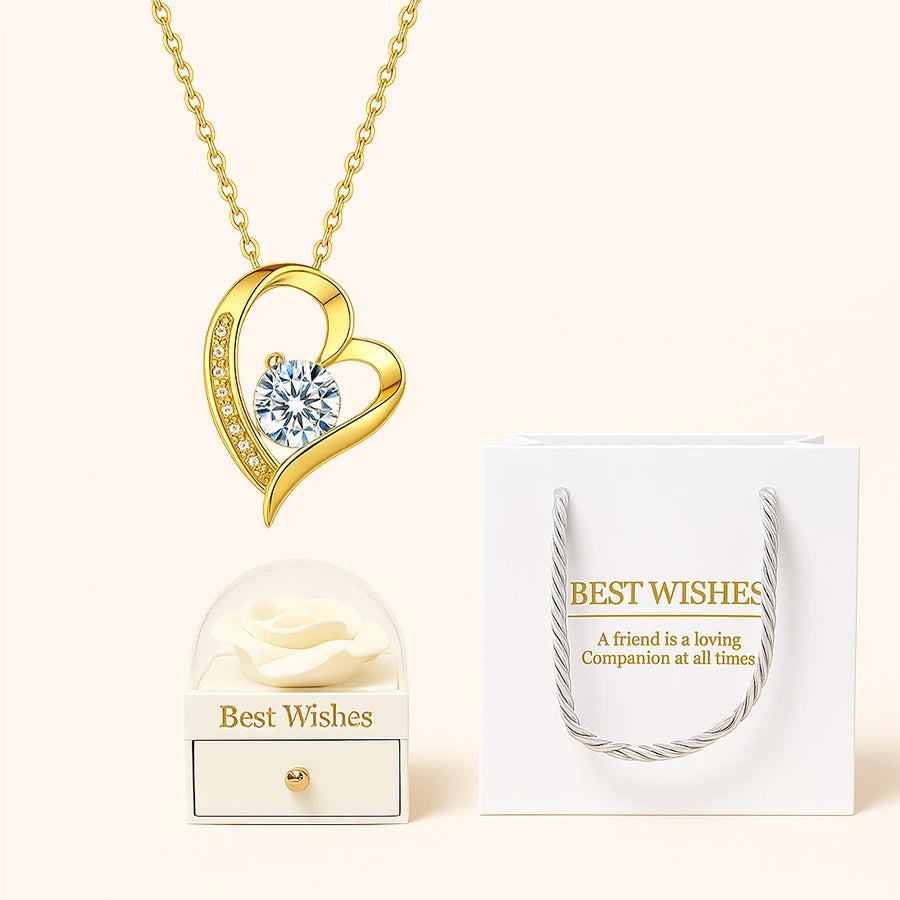 BOÎTE AMOUR ÉTERNEL AVEC COLLIER CŒUR PRÉCIEUX