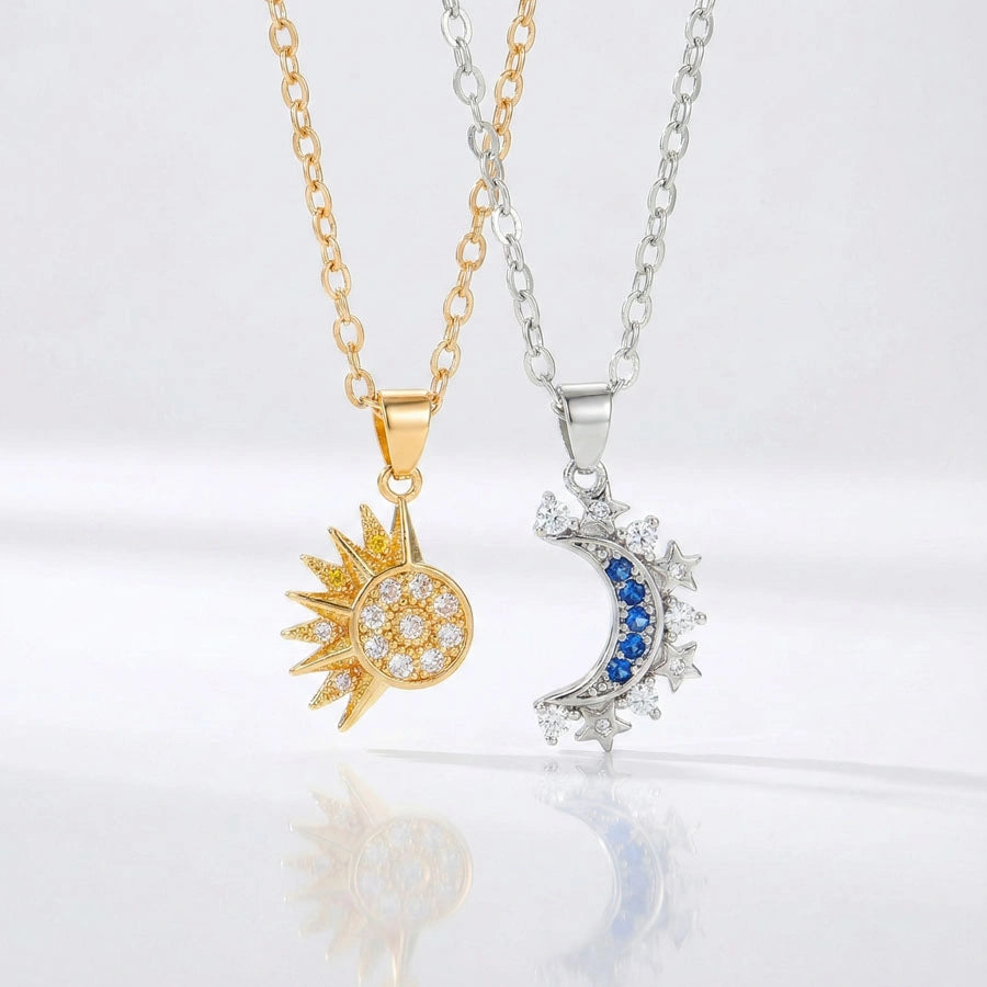 BOÎTE AMOUR ÉTERNEL ROUGE AVEC COLLIER SOLEIL ET LUNE