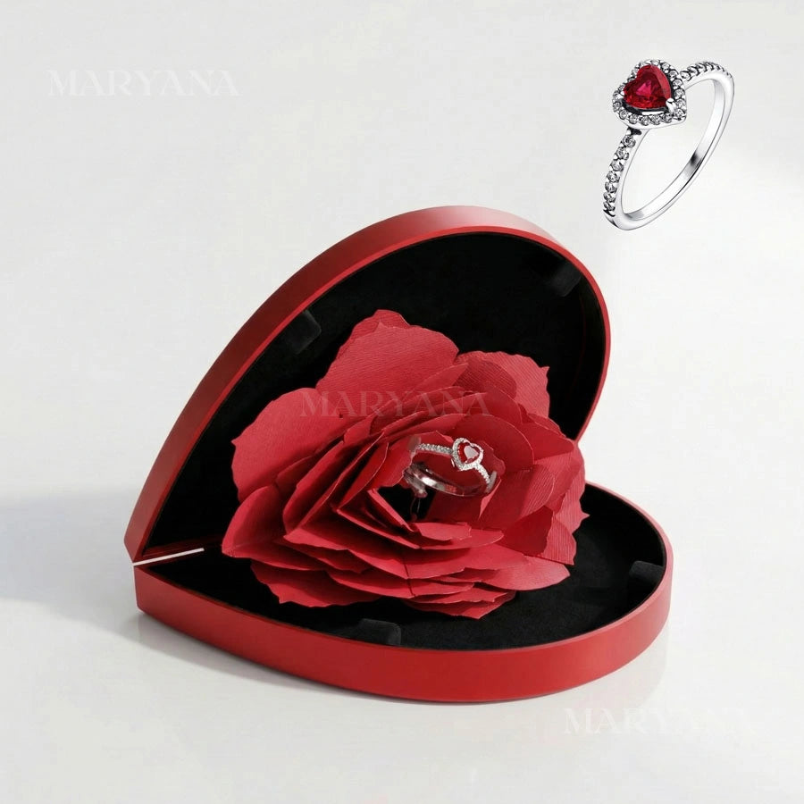 BOÎTE CŒUR EN FLEURS AVEC BAGUE CŒUR PRÉCIEUX