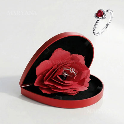 BOÎTE CŒUR EN FLEURS AVEC BAGUE CŒUR PRÉCIEUX