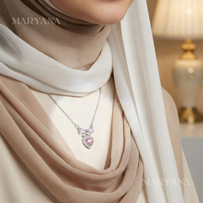 BOITE AMOUR ÉTERNEL ROSE AVEC COLLIER CŒUR PRÉCIEUX ROSE